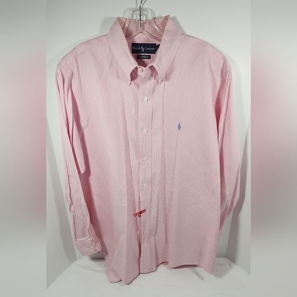 Polo Ralph Lauren Other - VINTAGE Polo Ralph Lauren Custom Fit Shirt Men's 16 1/2 32/33 Striped Pink White